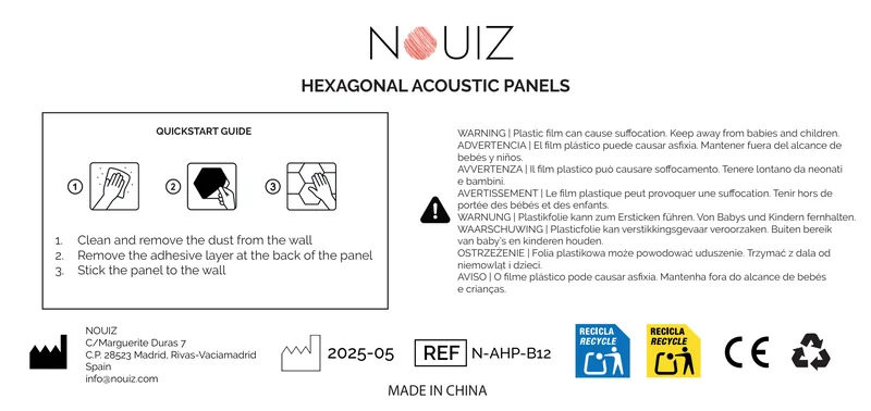 Vista previa del manual de los paneles acústicos hexagonales Nouiz